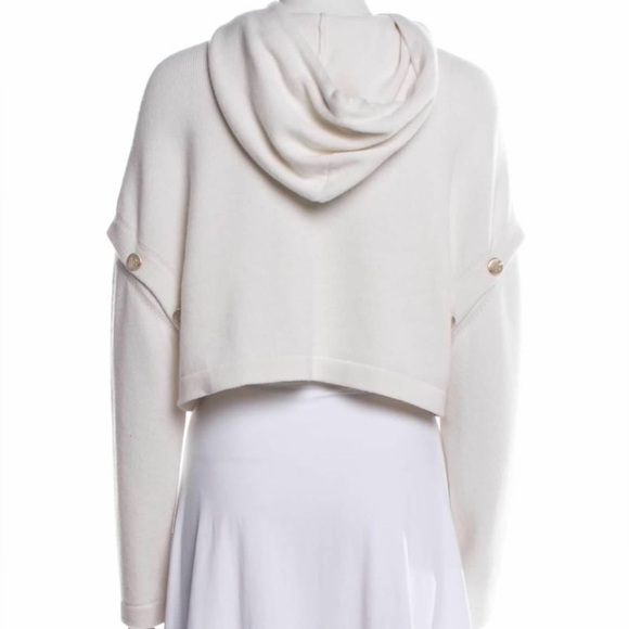 Chanel 2022 Cashmere Sweater Hoodie gold CC buttons & detachable sleeves sz 38 - Picture 11 of 14
